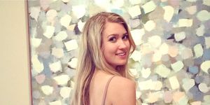 Hair, Clothing, Blond, Beauty, Shoulder, Hairstyle, Long hair, Dress, Smile, Crop top, 