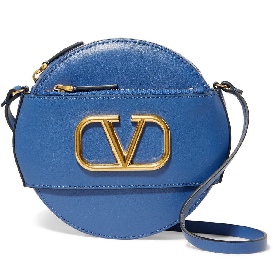 Valentino Garavani 藍色V LOGO圓形肩揹包