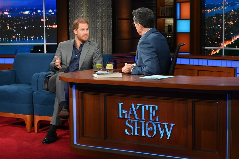 the late show with stephen colbert and guest prince harry, the duke of sussex, during tuesday’s january 10, 2023 show