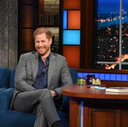 the late show with stephen colbert and guest prince harry, the duke of sussex, during tuesday’s january 10, 2023 show photo scott kowalchykcbs ©2022 cbs broadcasting inc all rights reserved