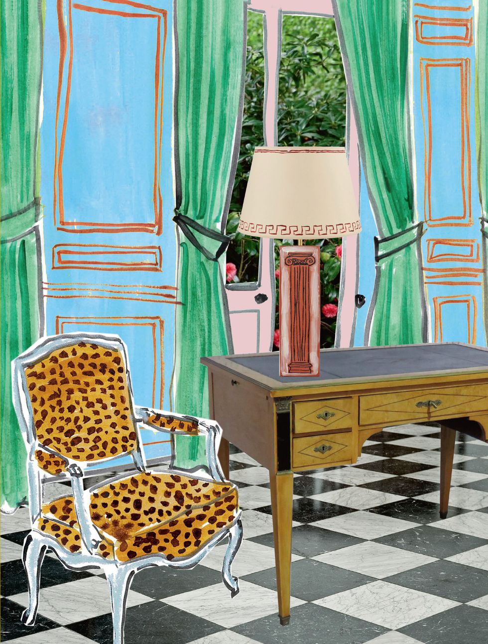 Green, Furniture, Blue, Chair, Room, Turquoise, Aqua, Yellow, Interior design, Curtain, 