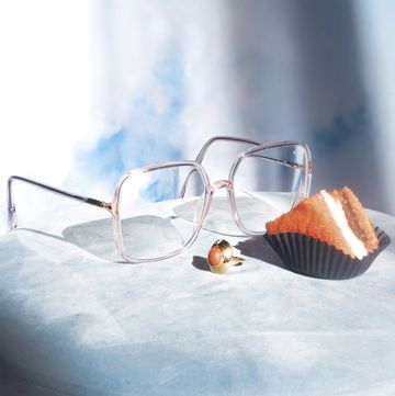 a slice of bread and glasses on a table