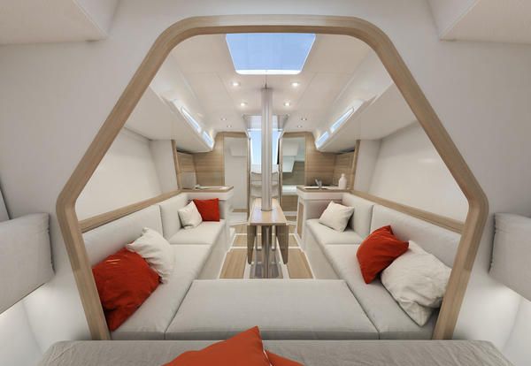 Room, Vehicle, Business jet, Interior design, Architecture, Cabin, Naval architecture, Luxury yacht, Building, Furniture, 