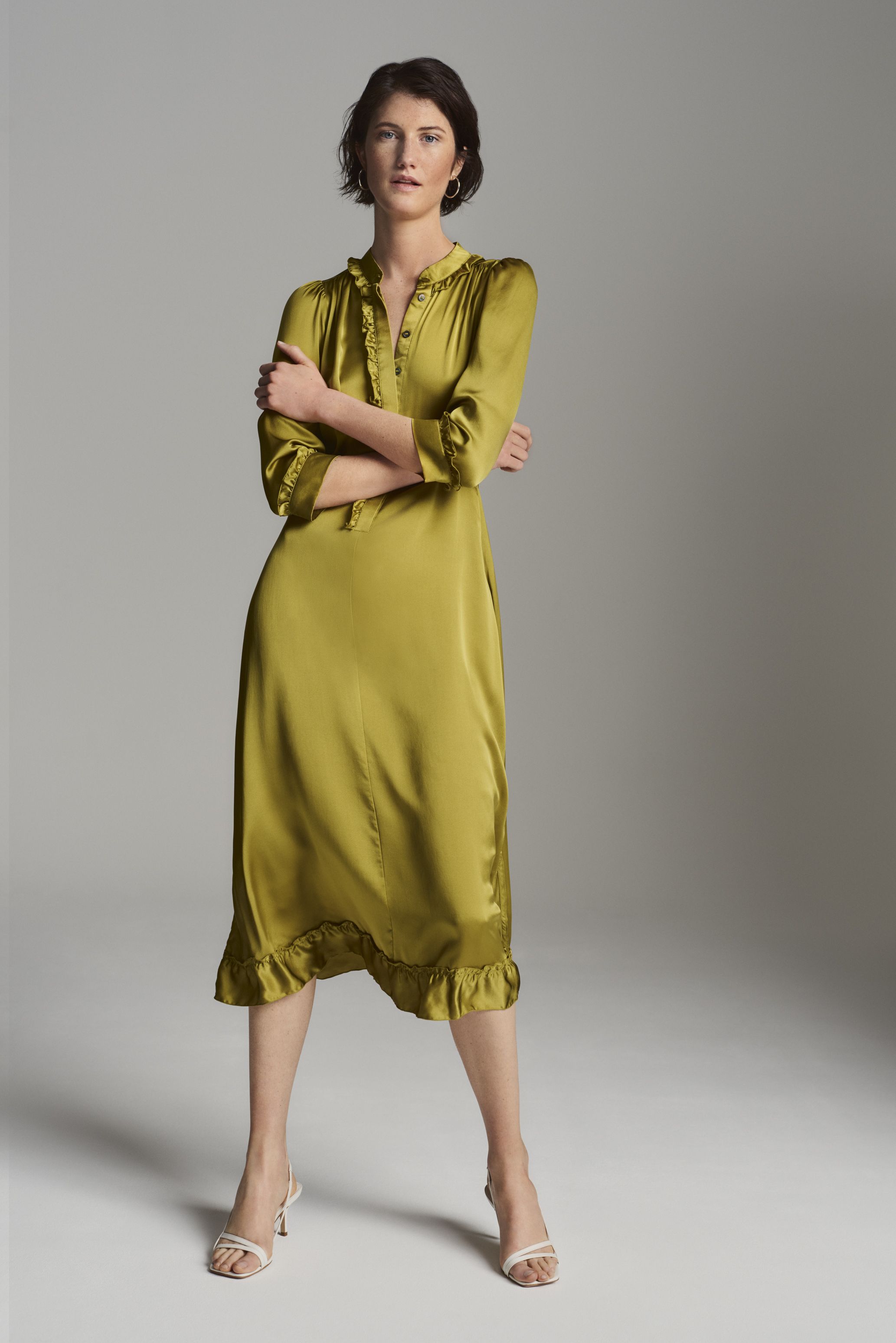 Jigsaw yellow outlet velvet dress