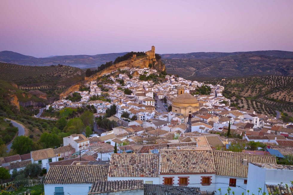 the hilltop village of montefrio, one of the many idyllic white washed hilltop villages los pueblos blancos to be found in andalusia, spain, granada province