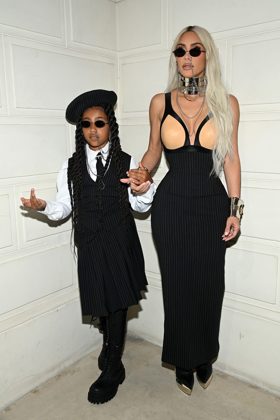 paris, france   july 06 editorial use only   for non editorial use please seek approval from fashion house north west and kim kardashian attend the jean paul gaultier haute couture fall winter 2022 2023 show as part of paris fashion week  on july 06, 2022 in paris, france photo by pascal le segretaingetty images