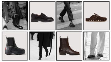 collection of various footwear styles displayed in a grid layout