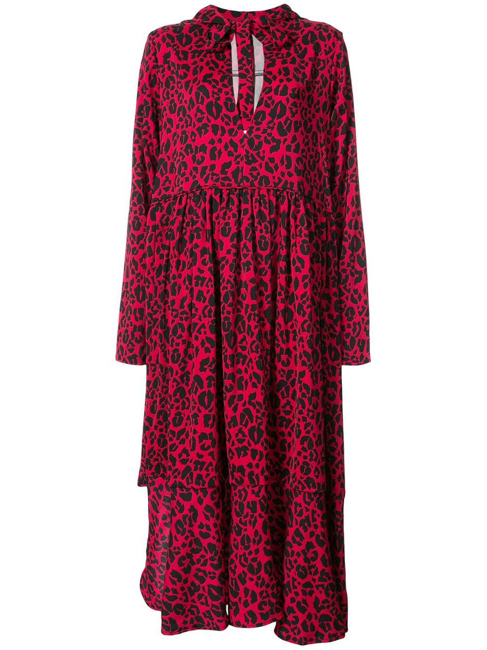 Clothing, Red, Day dress, Sleeve, Dress, Outerwear, Pattern, Magenta, Textile, Robe, 