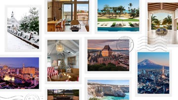a collage of travel and home images depicting various seasonal and scenic locations