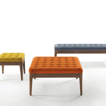Furniture, Table, Bench, Orange, Chair, Outdoor furniture, Stool, Coffee table, Room, Wood, 