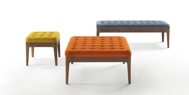 Furniture, Table, Bench, Orange, Chair, Outdoor furniture, Stool, Coffee table, Room, Wood, 