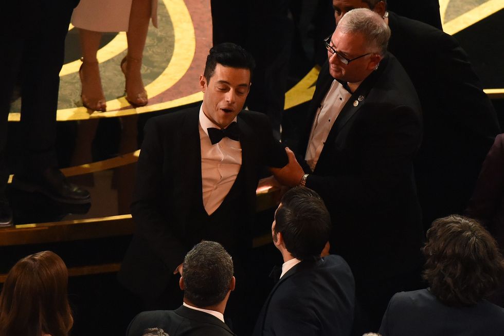 None of us noticed that Rami Malek fell off the stage after accepting his Best Actor Oscar 