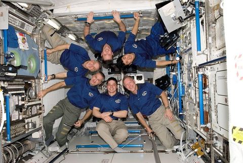 the sts 123 crew onboard the iss in 2008