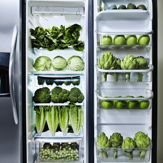 Refrigerator, Major appliance, Vegetable, Leaf vegetable, Brussels sprout, Cruciferous vegetables, Green, Kitchen appliance, Food, Plant, 