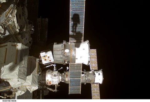 In 2013 deelde astronaut Clayton C Anderson deze schaduwselfie die hij in 2007 op een ruimtewandeling buiten het ISS had genomen