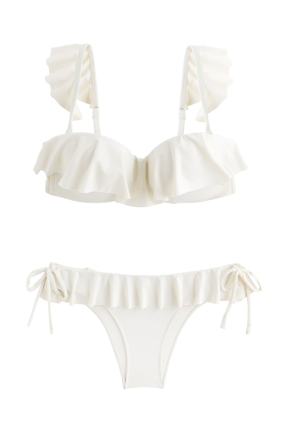 White, Clothing, Bikini, Product, Swimwear, Lingerie, Swimsuit bottom, Undergarment, Lingerie top, Brassiere, 