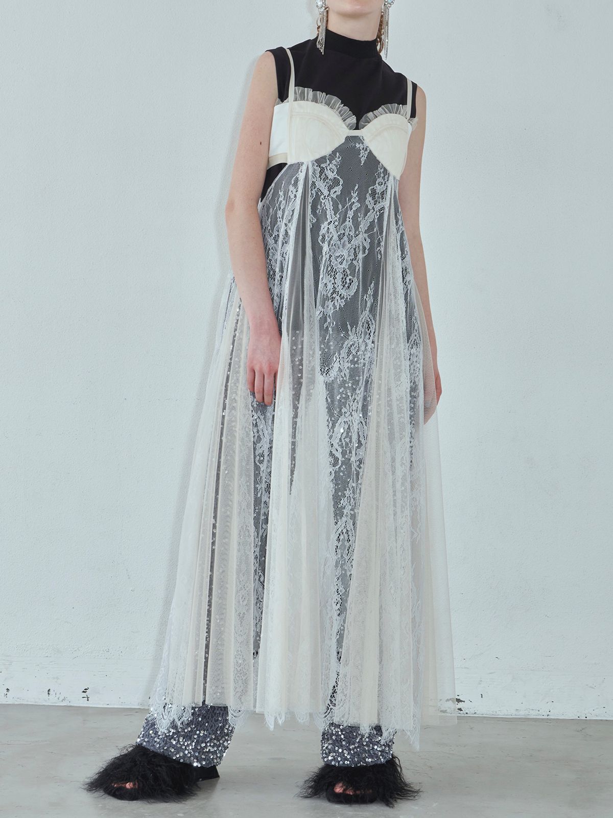 JILLSTUART NYシルク100% スパンコールスリップドレス