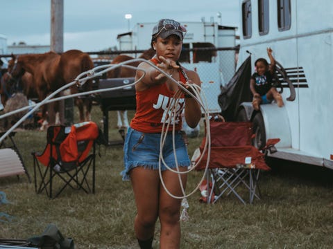 woman practicing roping