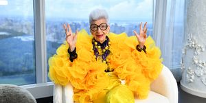 new york, new york   september 09 iris apfel sits for a portrait during her 100th birthday party at central park tower with hm on september 09, 2021 in new york city photo by noam galaigetty images for central park tower