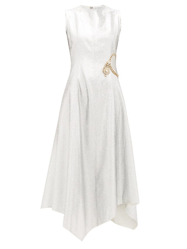 Clothing, Dress, White, Day dress, Gown, Cocktail dress, Bridal party dress, Shoulder, A-line, Neck, 