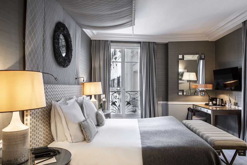 bedroom inside a parisian boutique hotel