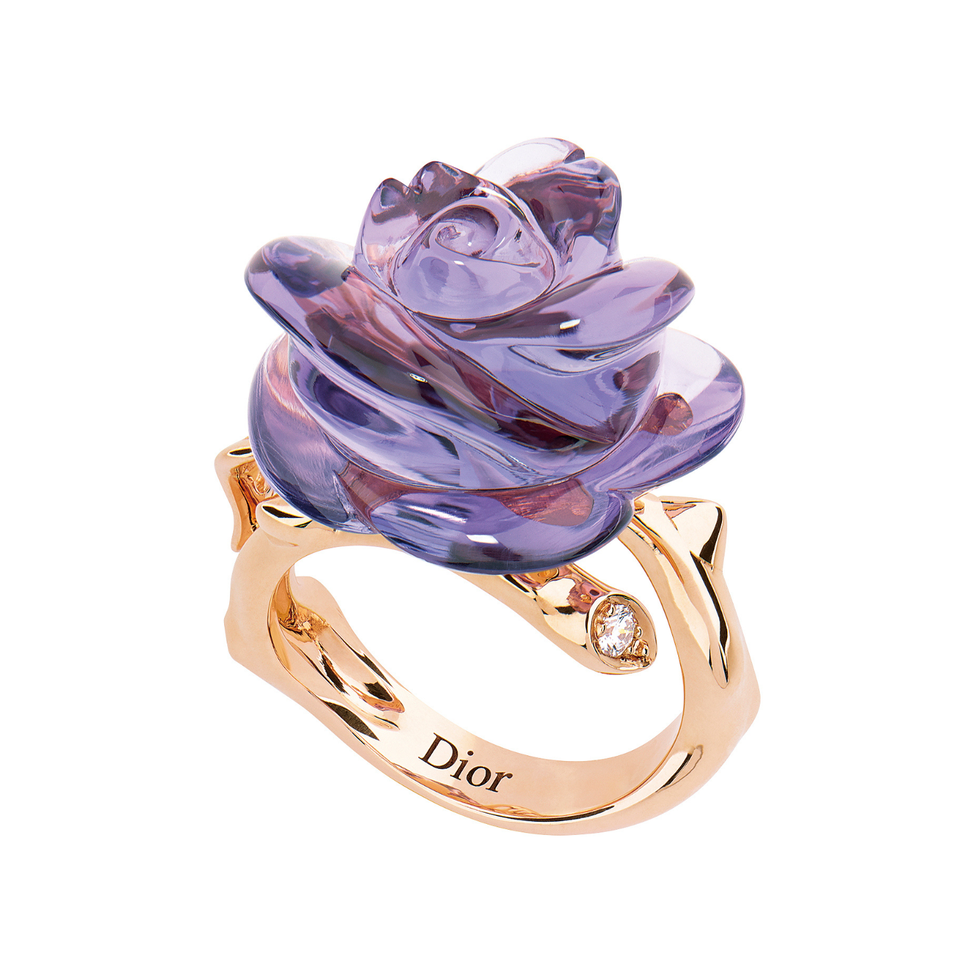 a purple and gold ring