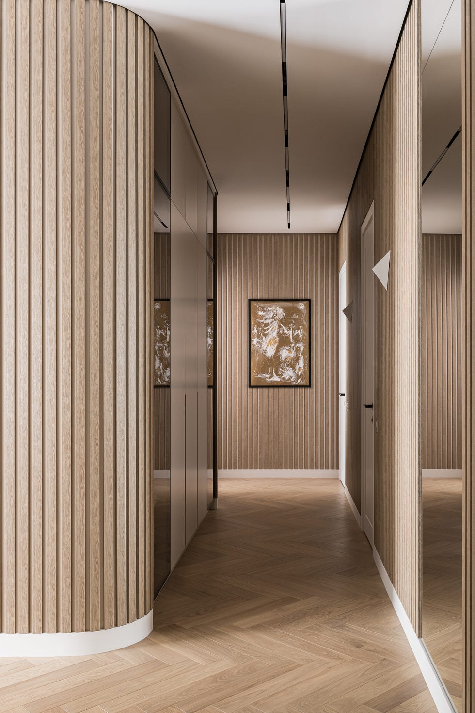 diseñada por pinteriors, esta casa combina líneas puras, curvas suaves y una paleta clara con texturas naturales, logrando un interior funcional, acogedor y lleno de detalles cuidados.