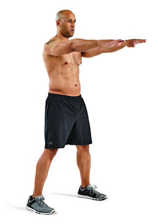 Shoulder, Standing, Exercise equipment, Arm, Fitness professional, Joint, Human leg, Muscle, Chest, Physical fitness, 