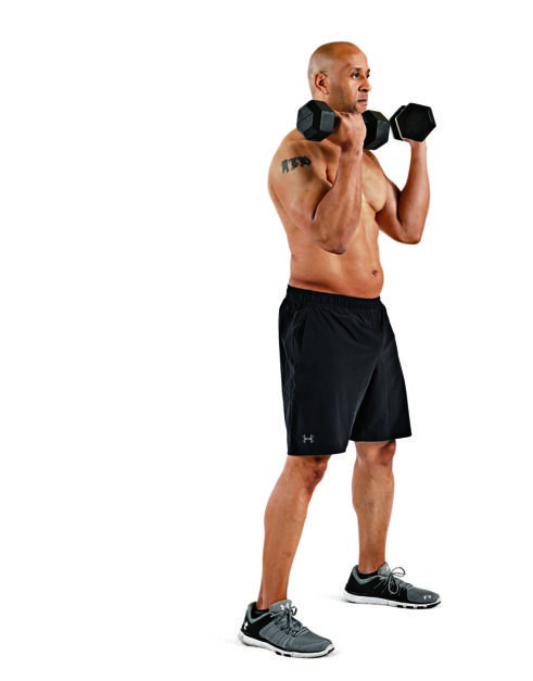 Weights, Exercise equipment, Shoulder, Standing, Arm, Sports equipment, Joint, Muscle, Kettlebell, Fitness professional, 