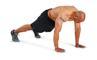 Press up, Arm, Fitness professional, Plank, Chest, Joint, Muscle, Exercise equipment, Shoulder, Calisthenics, 