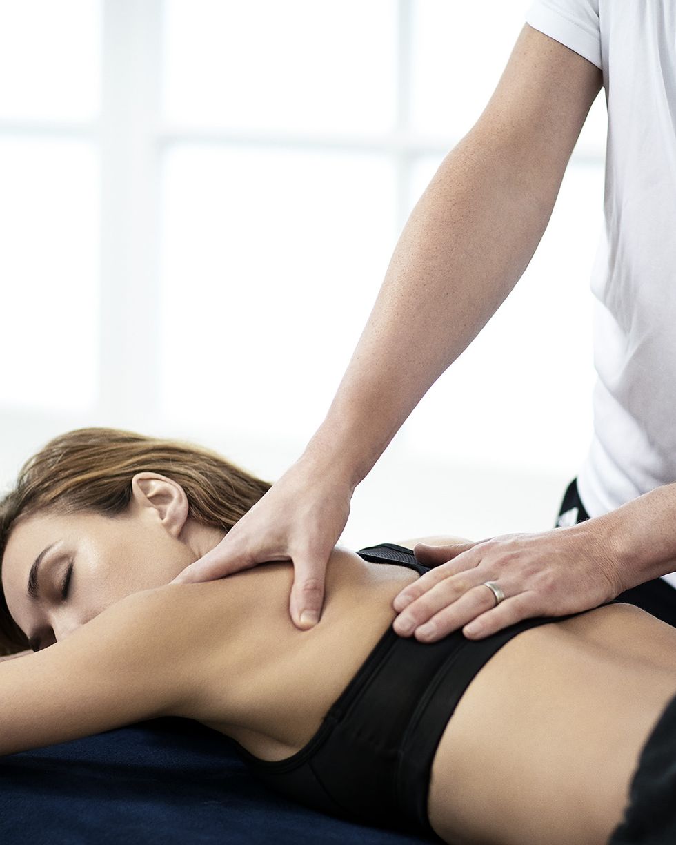 woman having sports massage