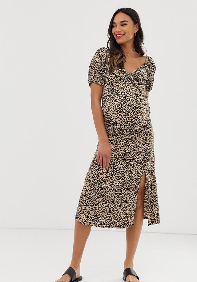 Maternity dress leopard print