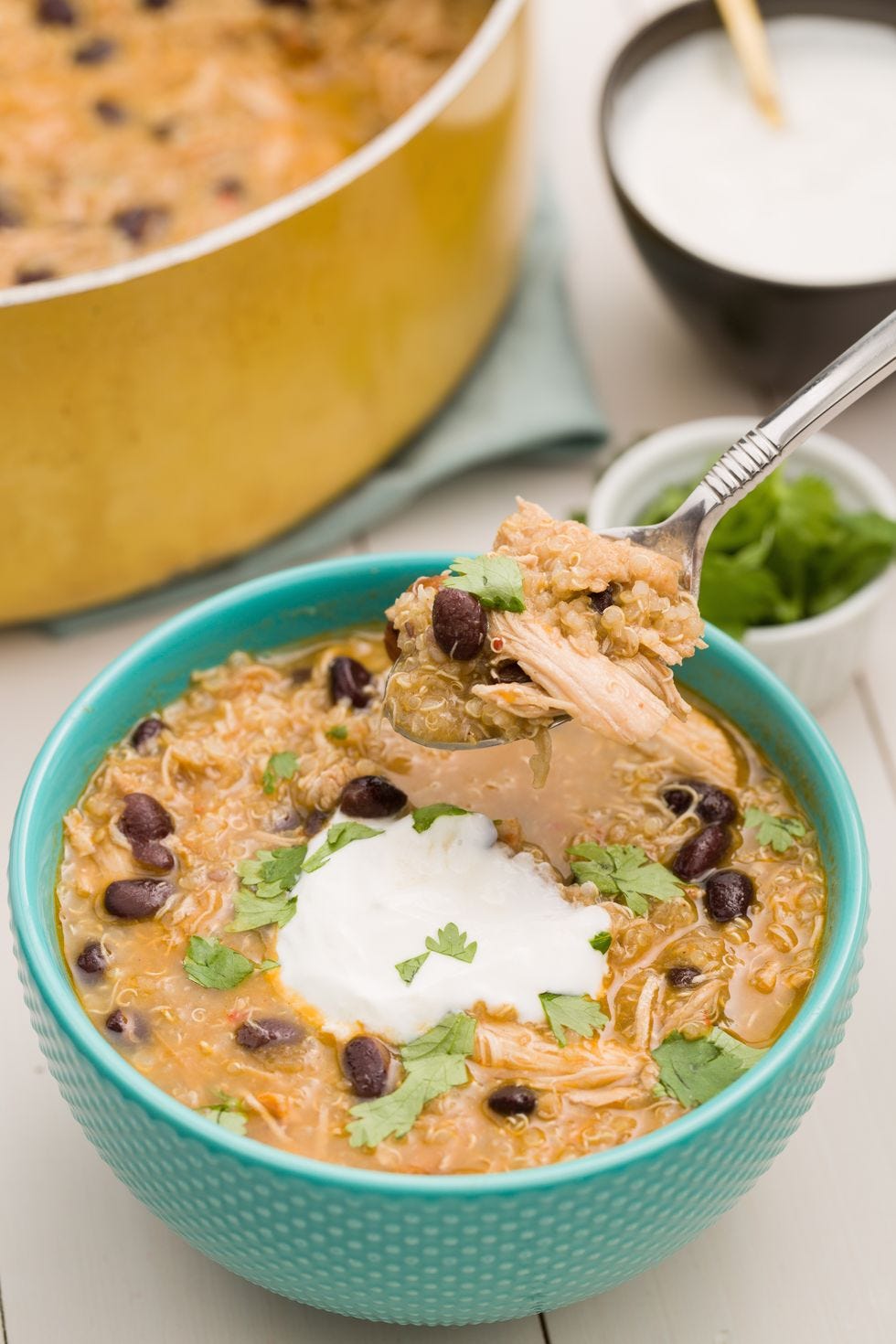 chicken, quinoa, and black bean chili verde
