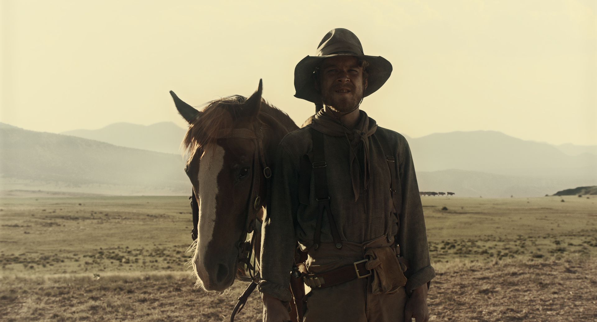 jesse luken is "drover" in the ballad of buster scruggs, a film by joel and ethan coen