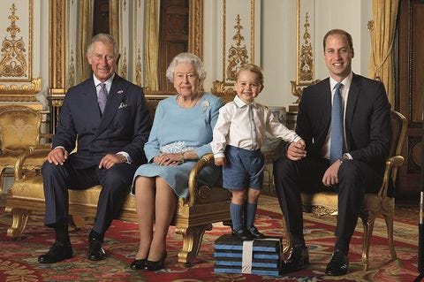Prince George, the Queen, Prince William 
