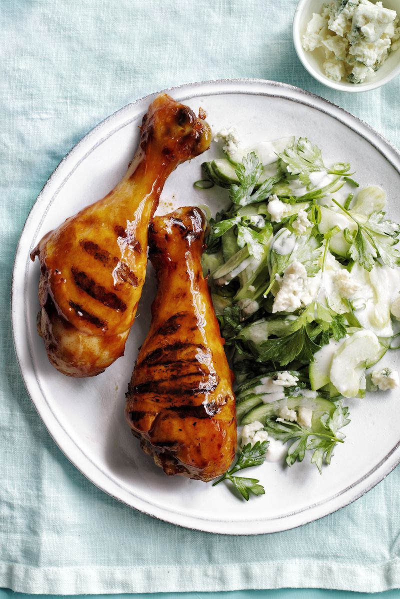 Grilled Buffalo Chicken with Cucumber Salad