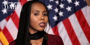 Lip, Mouth, Hairstyle, Eyebrow, Eyelash, Flag of the united states, Black hair, Eye liner, Eye shadow, Makeover, 