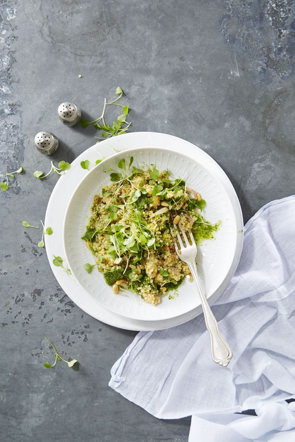 quinoa risotto with arugula mint pesto for vegetarian easter dinner