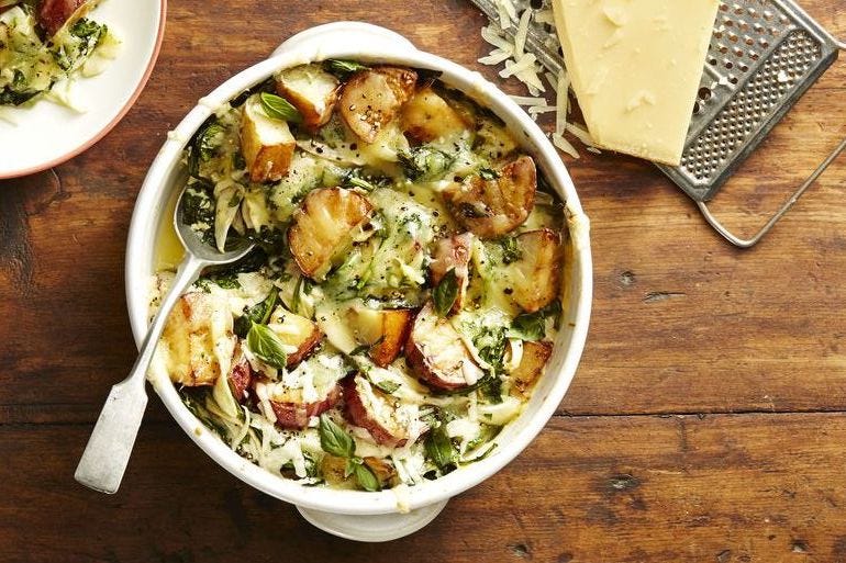 spinach and gruyere potato casserole for vegetarian easter dinner