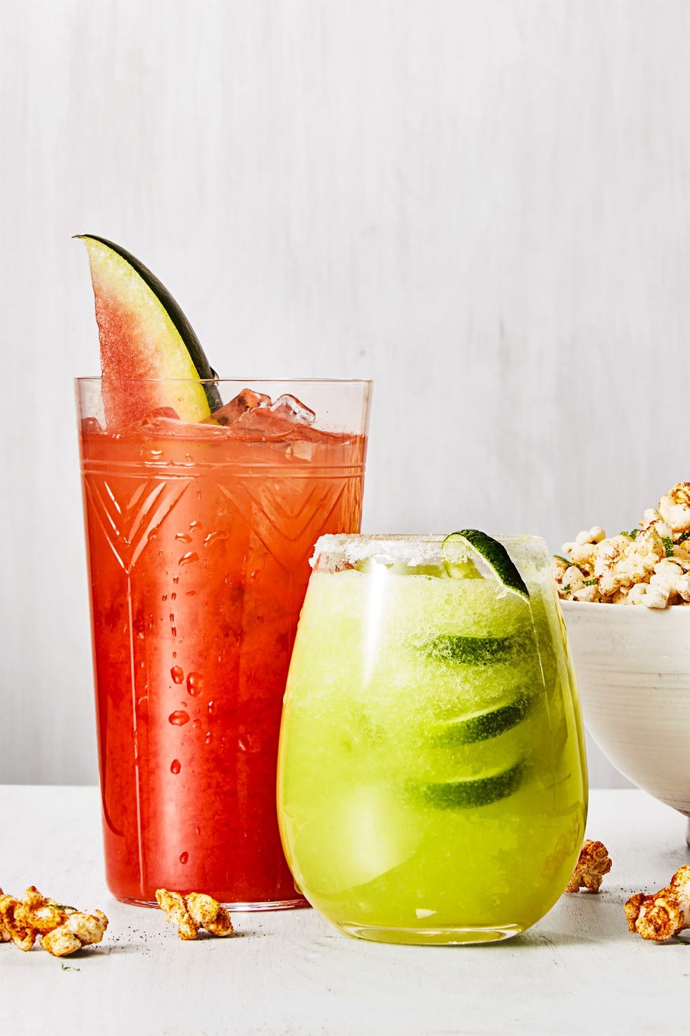 a pink and green honeydew margarita