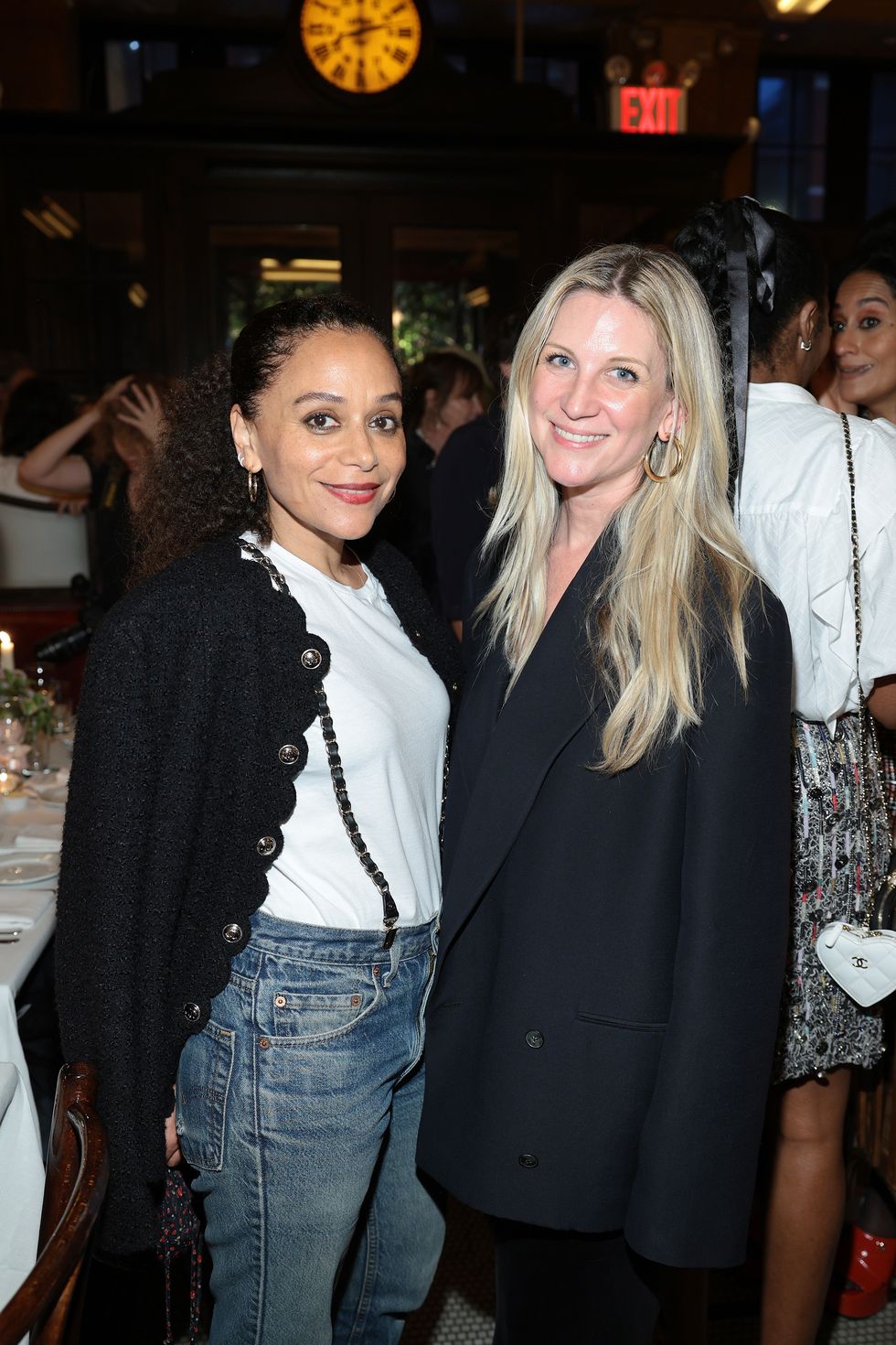 new york, new york june 12 l r samira nasr and kristina oneill attend chanel tribeca festival artists dinner at balthazar on june 12, 2023 in new york city photo by dimitrios kambouriswireimage