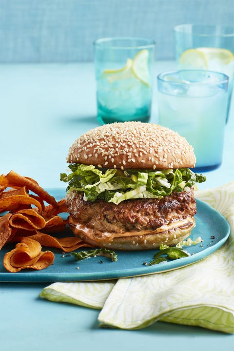 cookout menu - Turkey Burgers and Slaw with Sweet Potato Chips cookout menu - Turkey Burgers and Slaw with Sweet Potato Chips