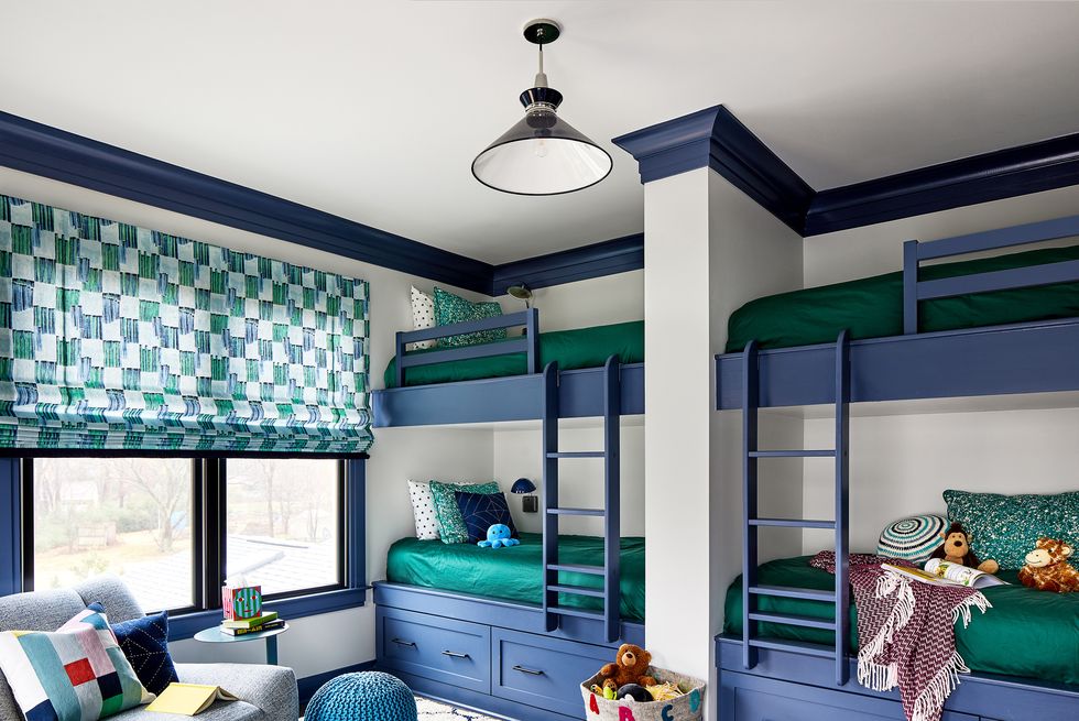 kid's room with bunk beds