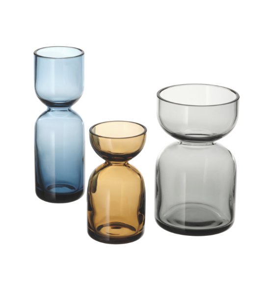 a group of glass beakers