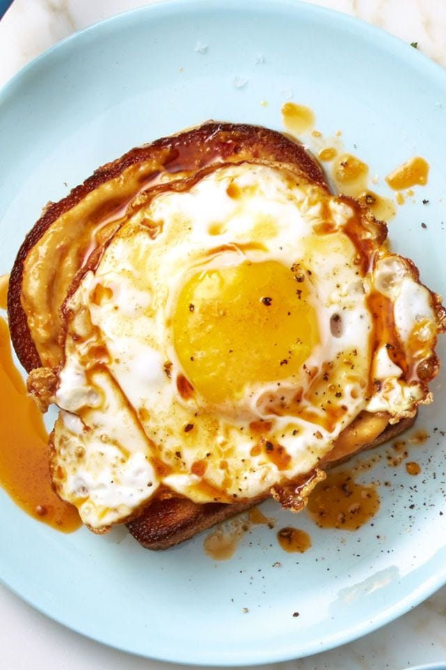 smoky red pepper crispy egg toast for thanksgiving breakfast