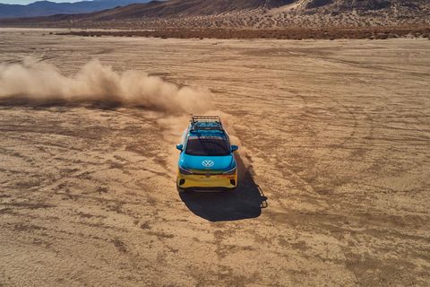 volkwagen id 4 being driven in the desert