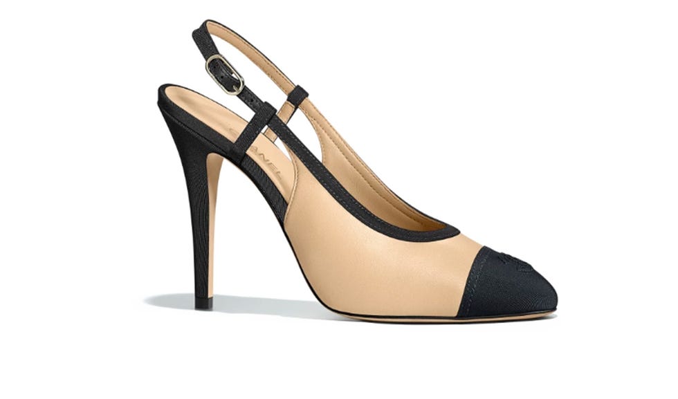 Footwear, High heels, Sandal, Slingback, Shoe, Basic pump, Beige, Court shoe, Leather, 