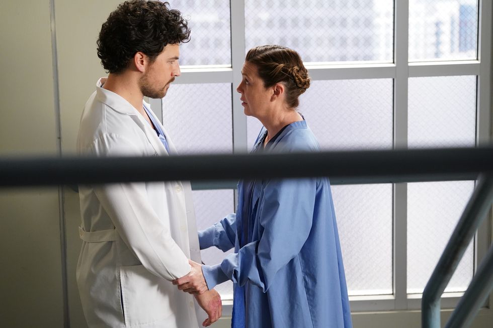 giacomo gianniotti and ellen pompeo in a scene from grey's anatomy