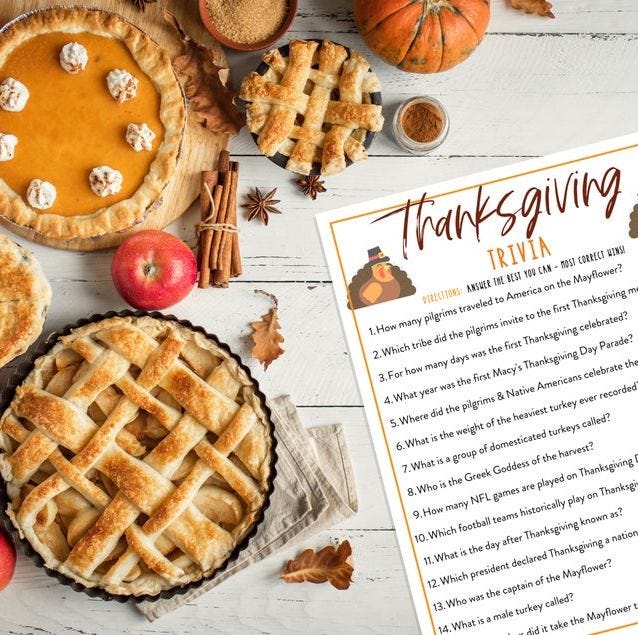 thanksgiving trivia card with pies