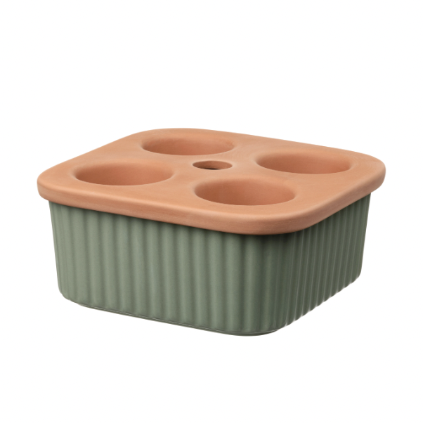 a green and blue container